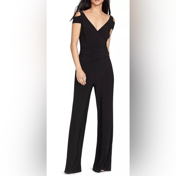 Lauren Ralph Lauren Women's Solid Black Faux Wrap Jumpsuit Size 2 (K)